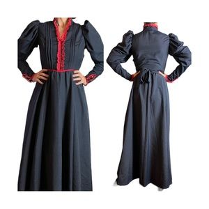 Vintage 70s gothic peasant dress handmade xs-s